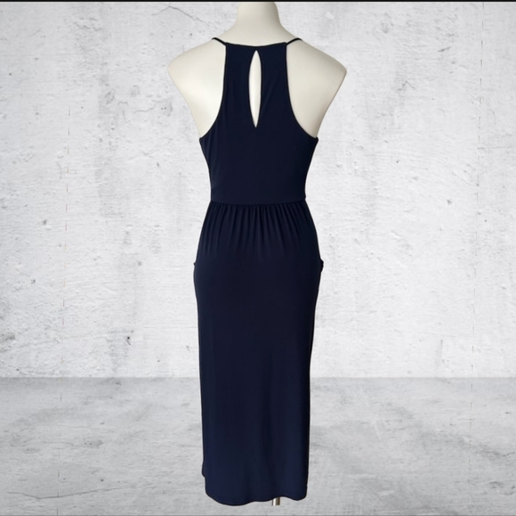 BCBGeneration Surplice Faux Wrap Midi Dress V-neck Blue XS - Picture 5 of 7